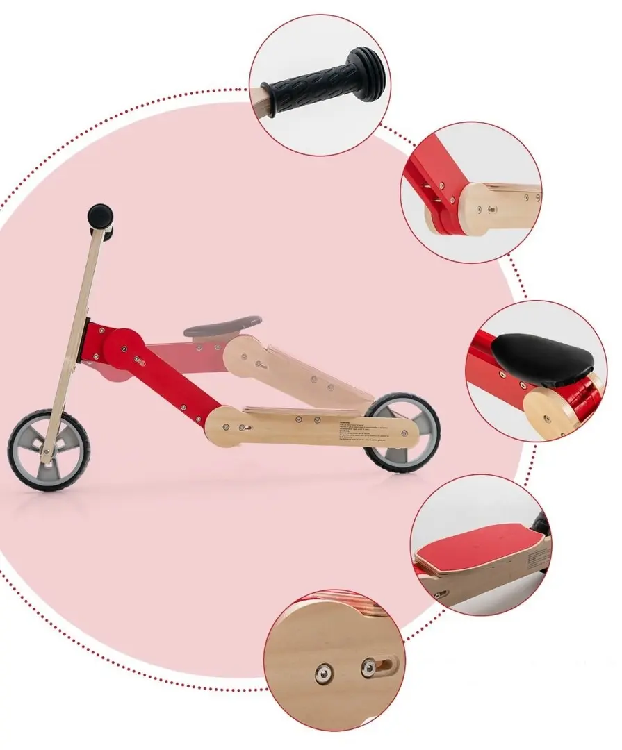 Trotineta 2in1 Costway BC10097RE (Natural/Red)