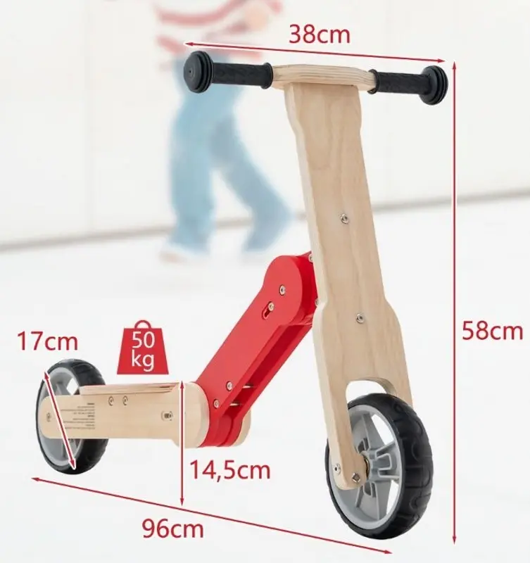 Trotineta 2in1 Costway BC10097RE (Natural/Red)