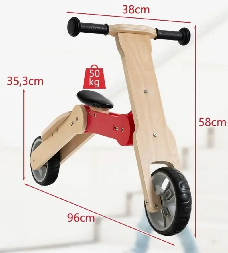 Trotineta 2in1 Costway BC10097RE (Natural/Red)