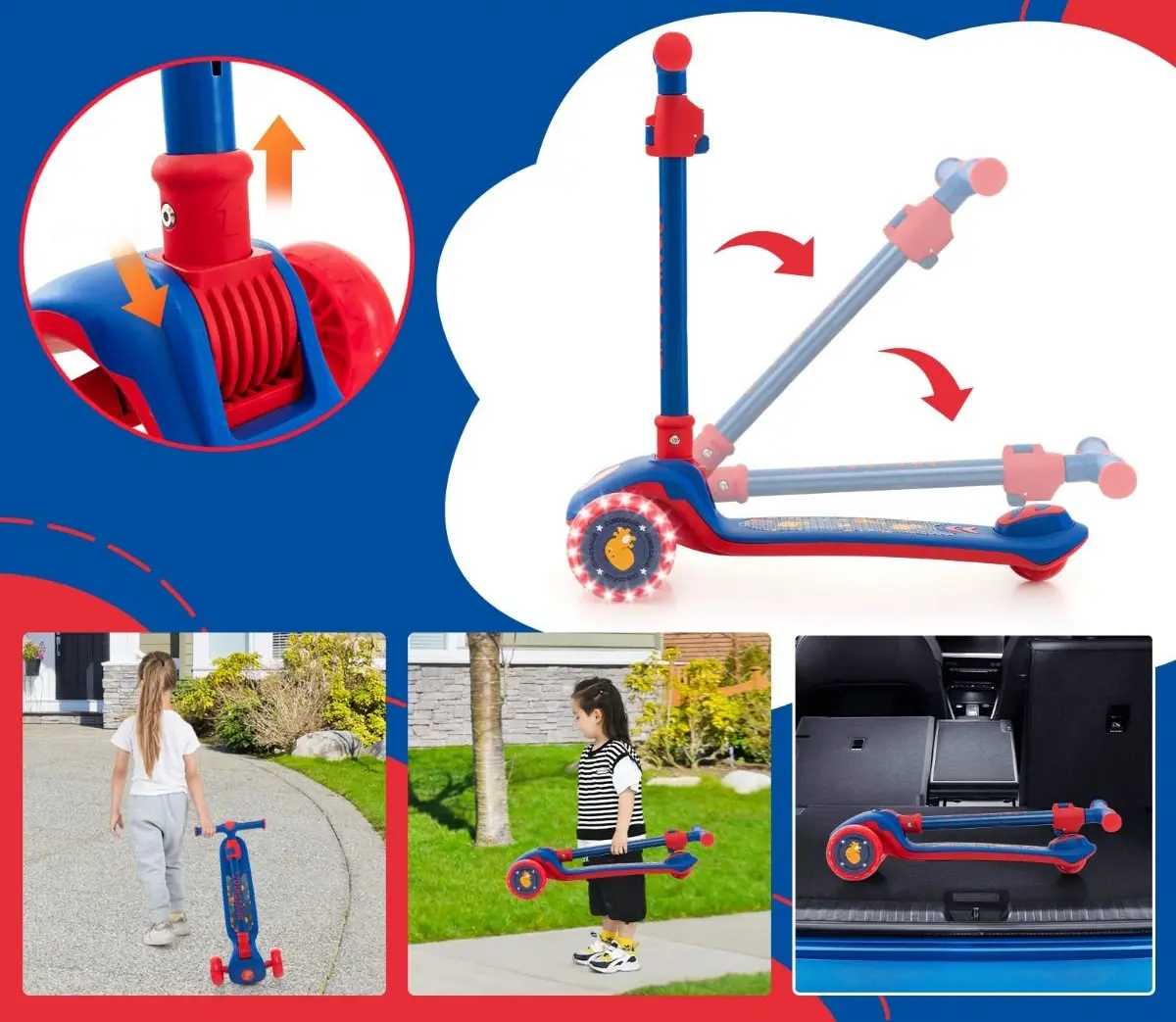 Trotineta Costway 371-BC10212BL (Blue/Red)