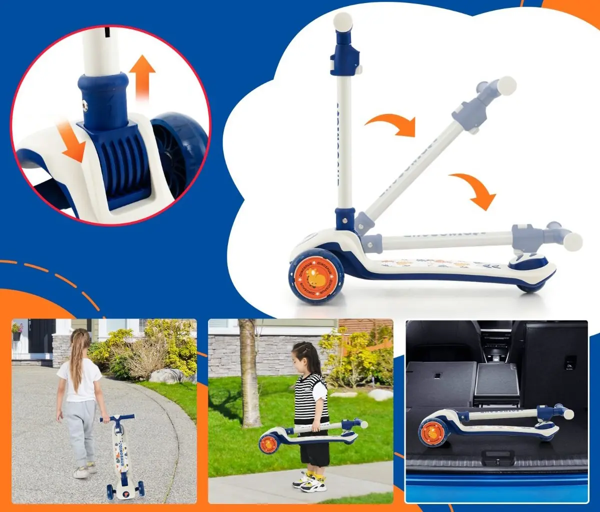 Trotineta Costway BC10212WH (White/Blue)