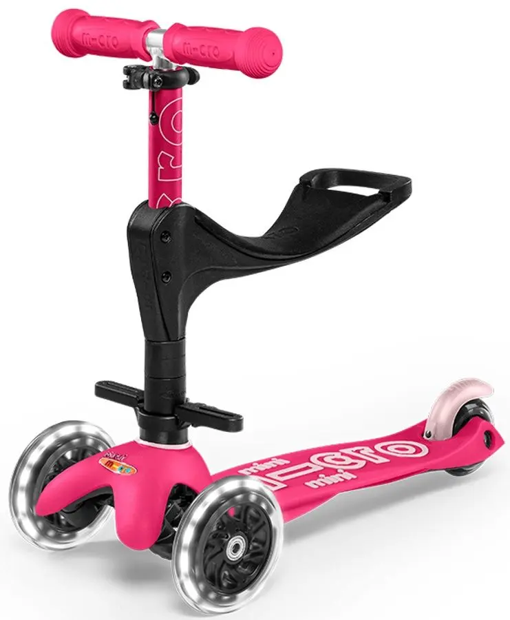 Самокат 3в1 Micro Mini Deluxe Plus LED (Pink)