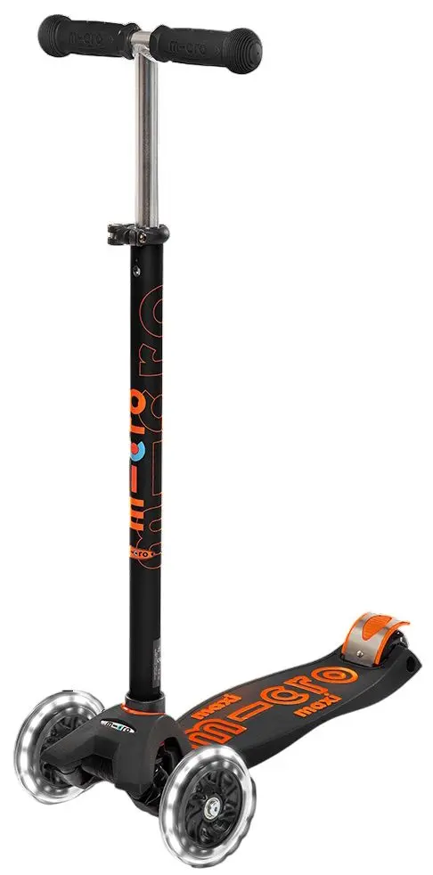 Самокат Micro Maxi Deluxe LED (Black/Orange)