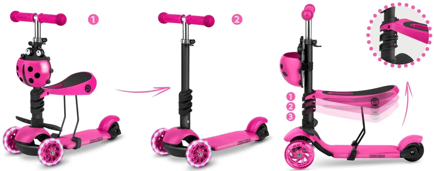 Trotineta 2in1 Ricokids Buggy (Pink/Black)