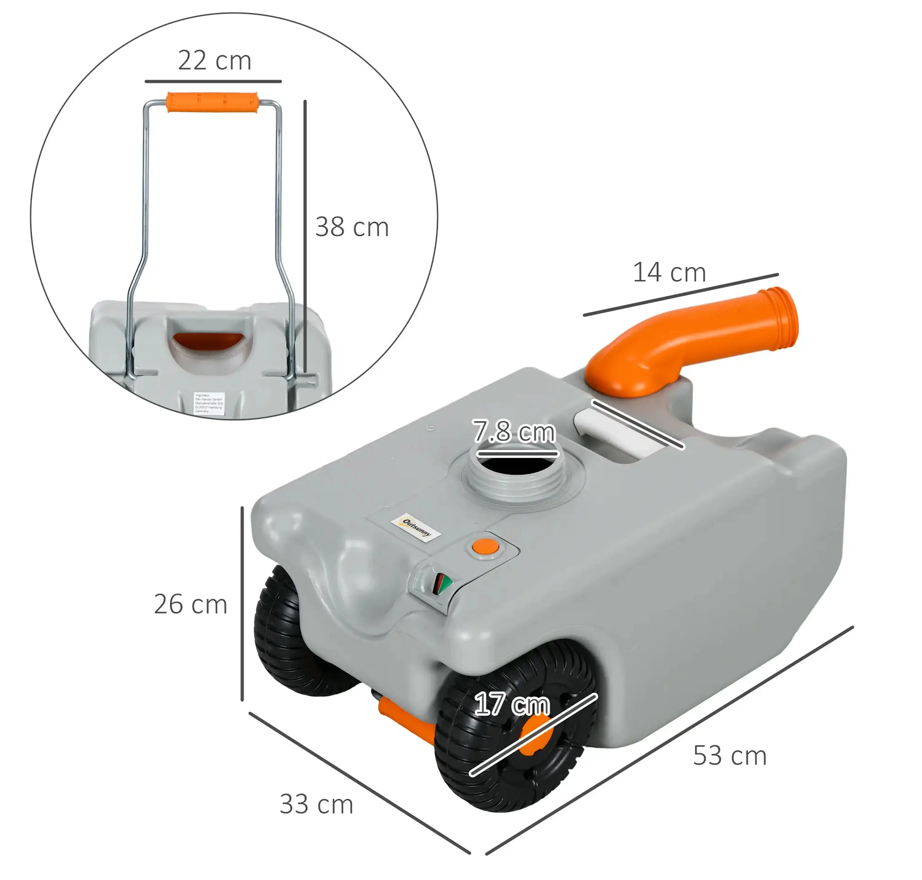 Портативный резервуар для воды Outsunny A20-342V00GY (Grey) - 5