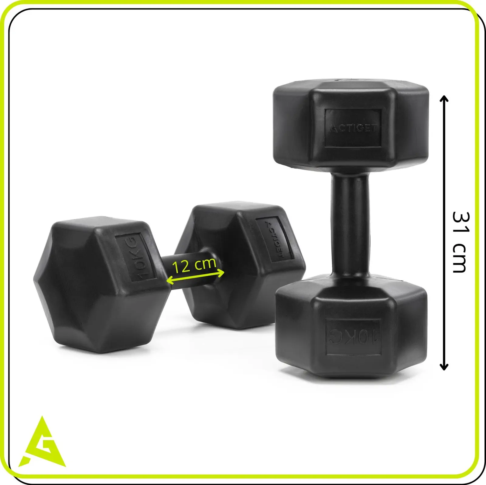 Гантели Actiget ACT0164 2x10kg (Black) - 8