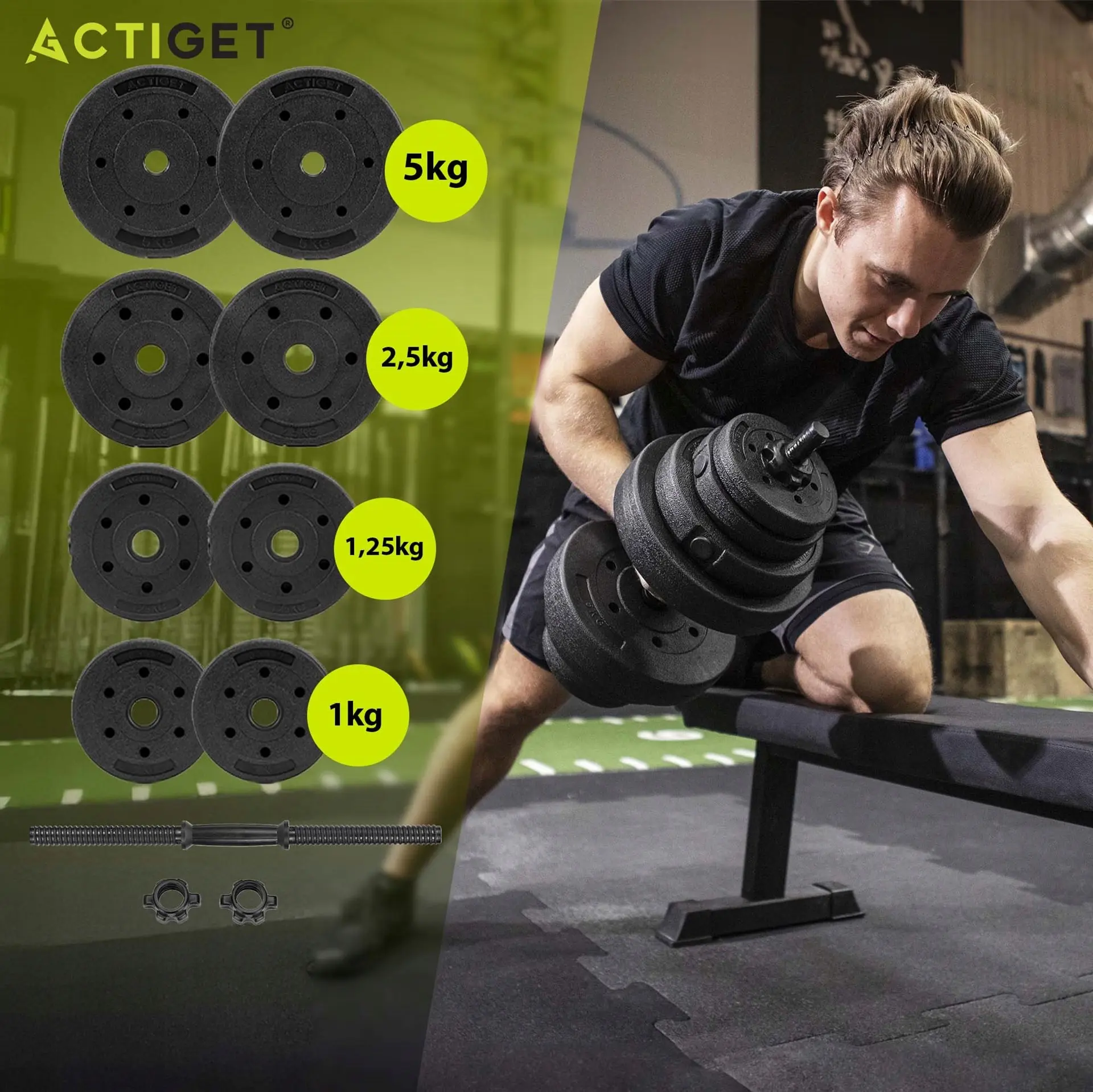 Регулируемая гантель Actiget ACT0112 20kg (Black) - 8