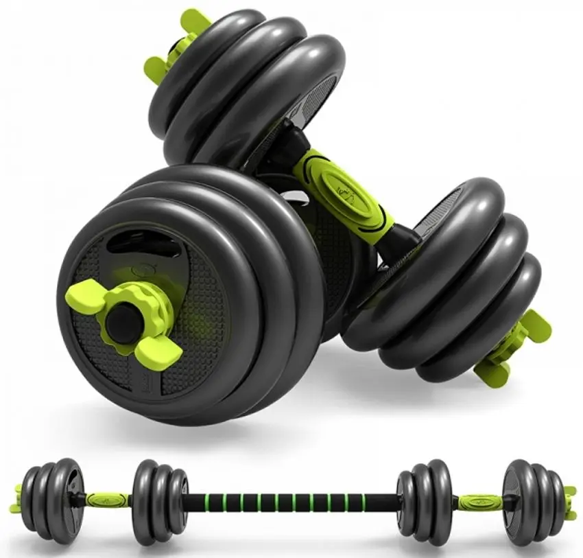 Set gantere + haltera + greutati 5in1 FitTronic ZK20 20kg (Black/Green)