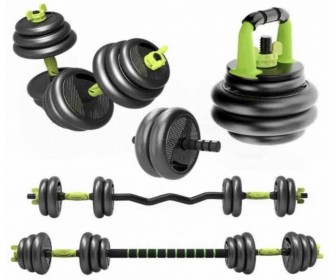 Набор гантели + штанга + гири 5в1 FitTronic ZK30 30kg (Black/Green)