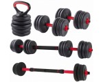 Набор гантели + штанга + гири 6в1 FitTronic KF20 20kg (Black/Red)