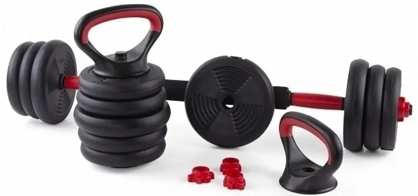 Набор гантели + штанга + гири 6в1 FitTronic KF20 20kg (Black/Red)