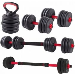 Набор гантели + штанга + гири 6в1 FitTronic KF20 20kg (Black/Red)