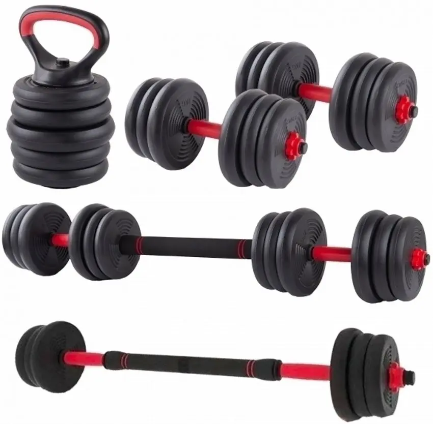 Набор гантели + штанга + гири 6в1 FitTronic KF20 20kg (Black/Red)