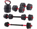 Set gantere + haltera + greutati 6in1 FitTronic KF30 30kg (Black/Red)