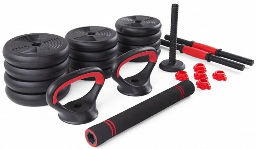Набор гантели + штанга + гири 6в1 FitTronic KF30 30kg (Black/Red)