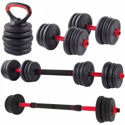Набор гантели + штанга + гири 6в1 FitTronic KF30 30kg (Black/Red)