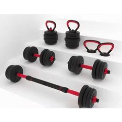 Набор гантели + штанга + гири 6в1 FitTronic KF30 30kg (Black/Red) Thumb