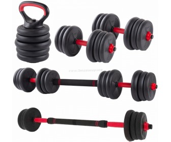 Набор гантели + штанга + гири 6в1 FitTronic KF30 30kg (Black/Red)