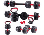 Set gantere + haltera + greutati 6in1 FitTronic KF40 40kg (Black/Red)