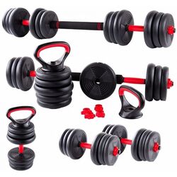 Набор гантели + штанга + гири 6в1 FitTronic KF40 40kg (Black/Red)