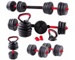 Set gantere + haltera + greutati 6in1 FitTronic KF50 50kg (Black/Red)