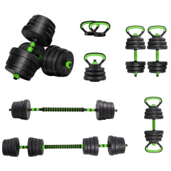 Set gantere + haltera + greutati 7in1 FitTronic GKF20 20kg (Black/Green) Thumb