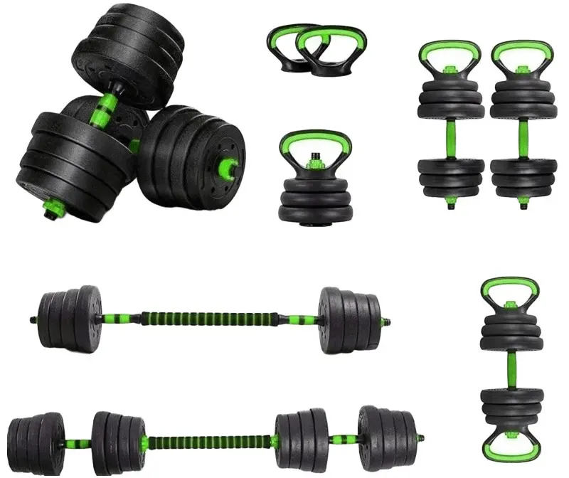 Set gantere + haltera + greutati 7in1 FitTronic GKF20 20kg (Black/Green)