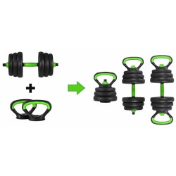 Set gantere + haltera + greutati 7in1 FitTronic GKF20 20kg (Black/Green) Thumb
