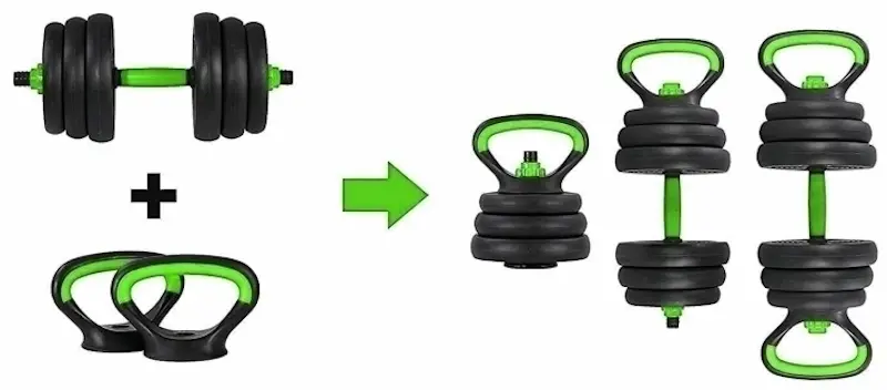 Set gantere + haltera + greutati 7in1 FitTronic GKF30 30kg (Black/Green)