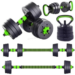 Set gantere + haltera + greutati 7in1 FitTronic GKF30 30kg (Black/Green)