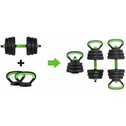 Set gantere + haltera + greutati 7in1 FitTronic GKF40 40kg (Black/Green) Thumb