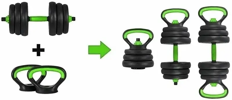 Set gantere + haltera + greutati 7in1 FitTronic GKF40 40kg (Black/Green) - 2