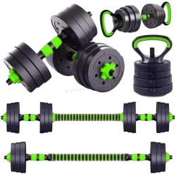 Set gantere + haltera + greutati 7in1 FitTronic GKF40 40kg (Black/Green)
