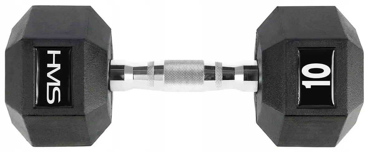 Гантель обрезиненная HMS Hex Pro 10kg (Black)