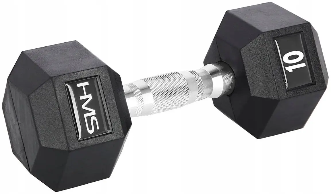 Гантель обрезиненная HMS Hex Pro 10kg (Black)