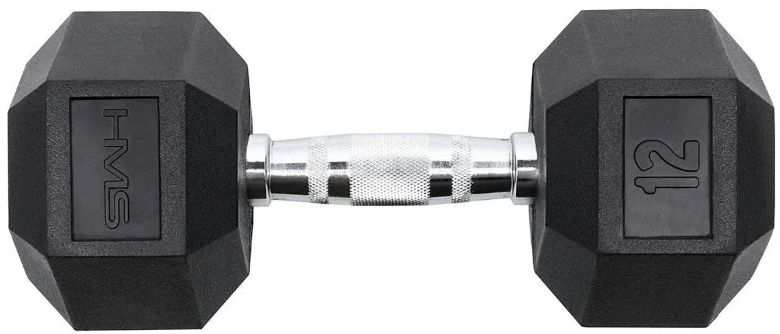 Гантель обрезиненная HMS Hex Pro 12kg (Black)