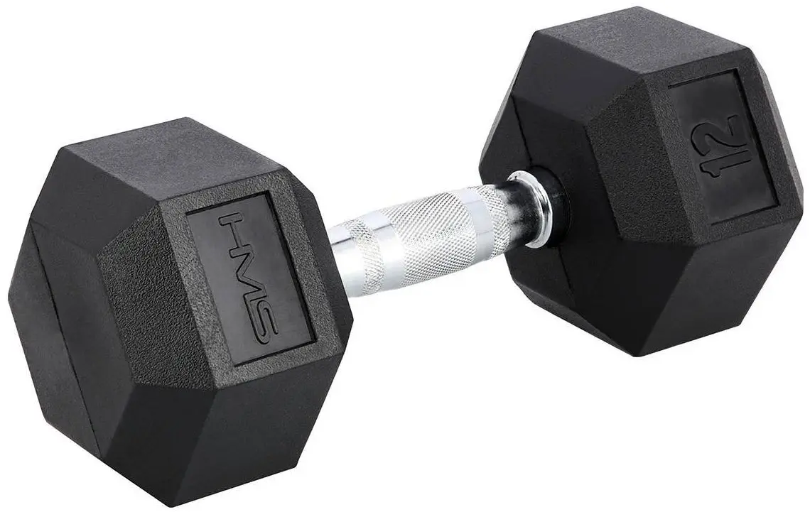 Гантель обрезиненная HMS Hex Pro 12kg (Black)