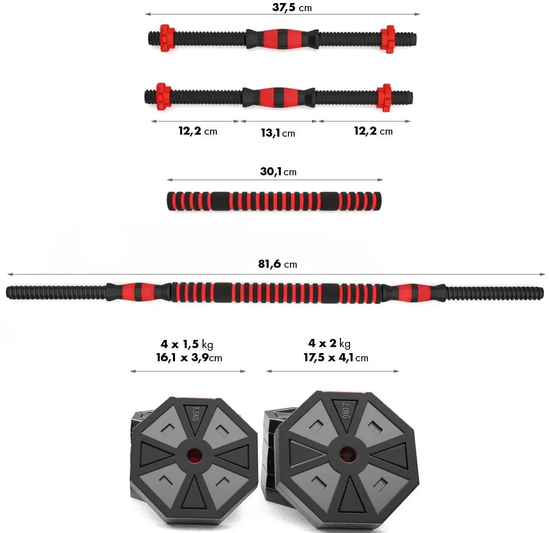 Gantere-haltera 2in1 HMS SGC15 15kg (Black/Red)
