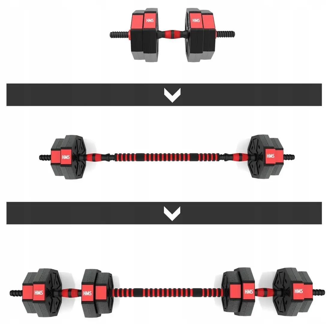 Гантели-штанга 2в1 HMS SGC40 40kg (Black/Red) - 5