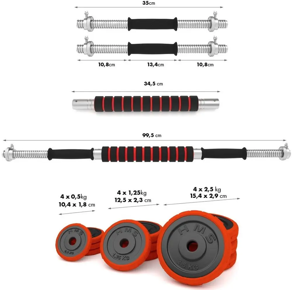 Gantere-haltera 2in1 HMS SGGX20 20kg (Black/Red)