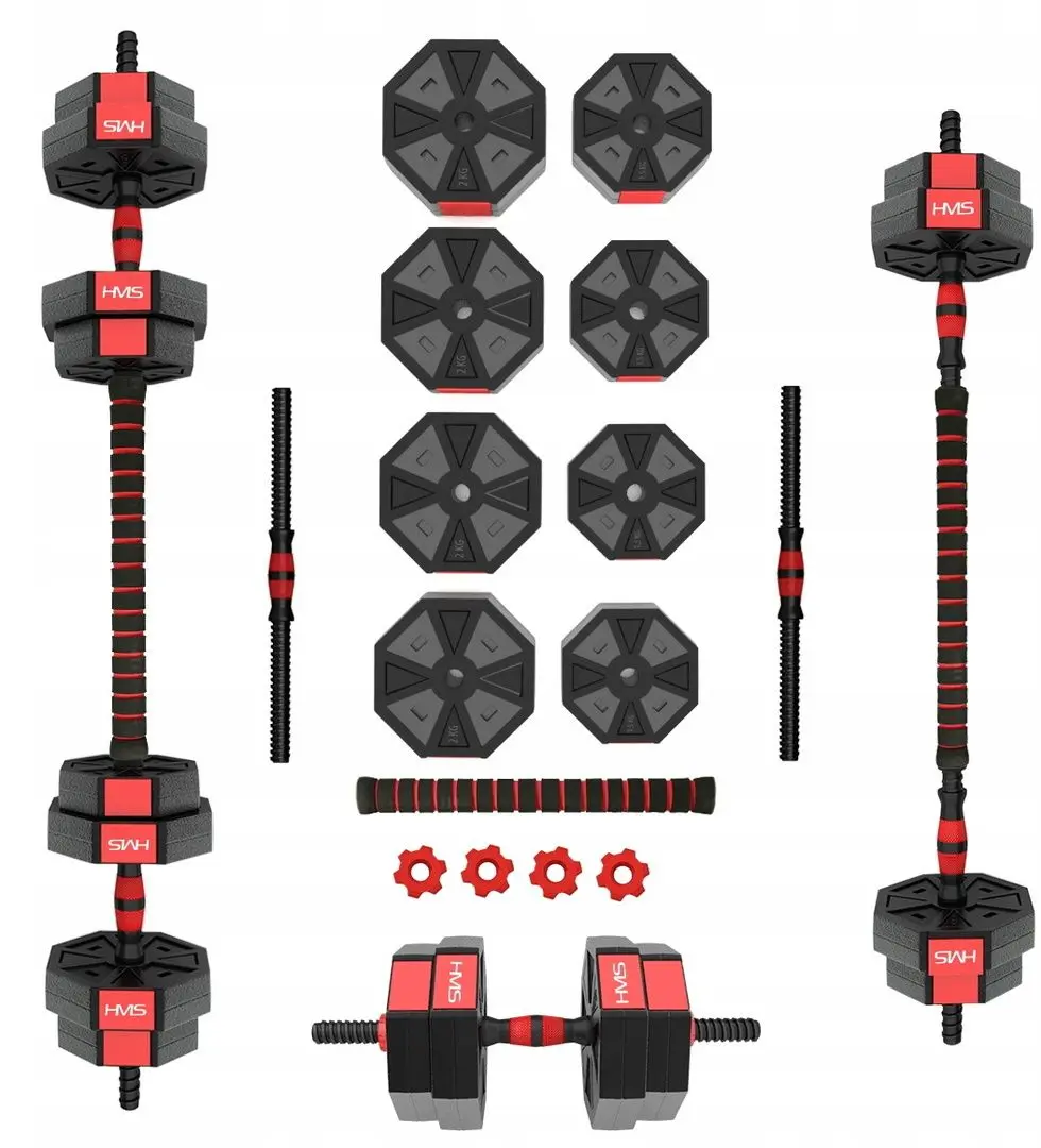 Гантели-штанга 2в1 HMS SGK30 (Black/Red)