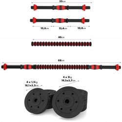 Gantere-haltera 2in1 HMS SGP15 15kg (Black/Red) Thumb