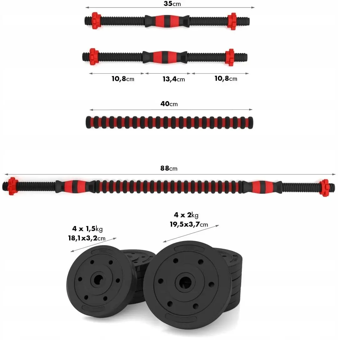 Gantere-haltera 2in1 HMS SGP15 15kg (Black/Red)
