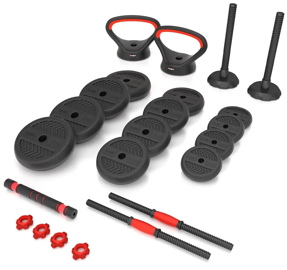 Set de gantere cu greutati detasabile Hms SGN120 Pro 20kg (Black/Red)