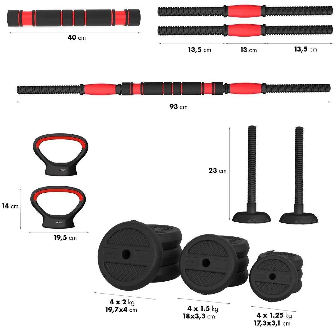 Set de gantere cu greutati detasabile Hms SGN120 Pro 20kg (Black/Red)