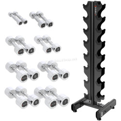 Set gantere HMS CHD 72kg + suport STR36 (Chrome/Black)