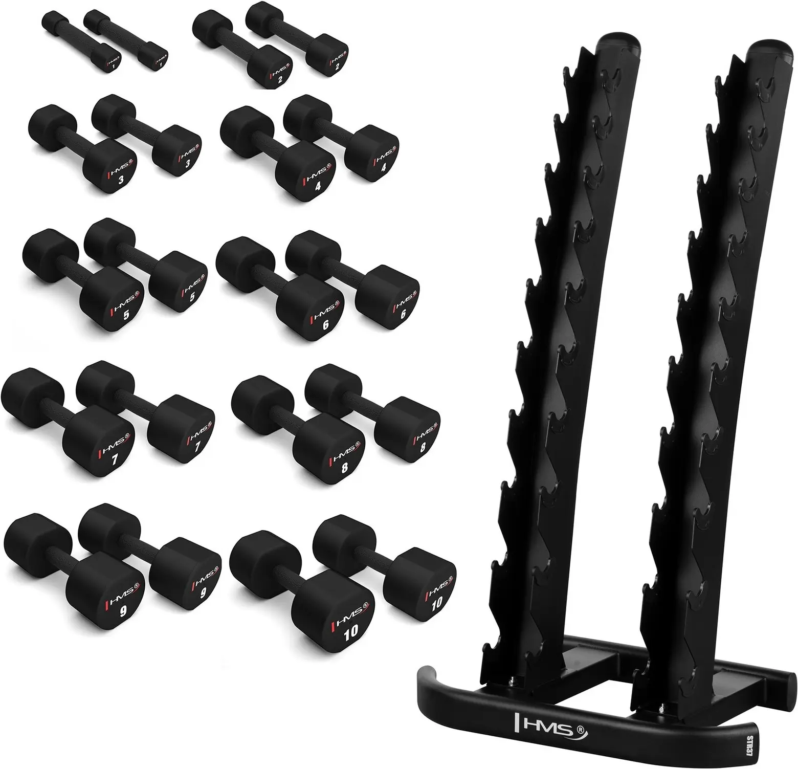 Набор гантелей HMS HPT + STR37 110kg (Black)