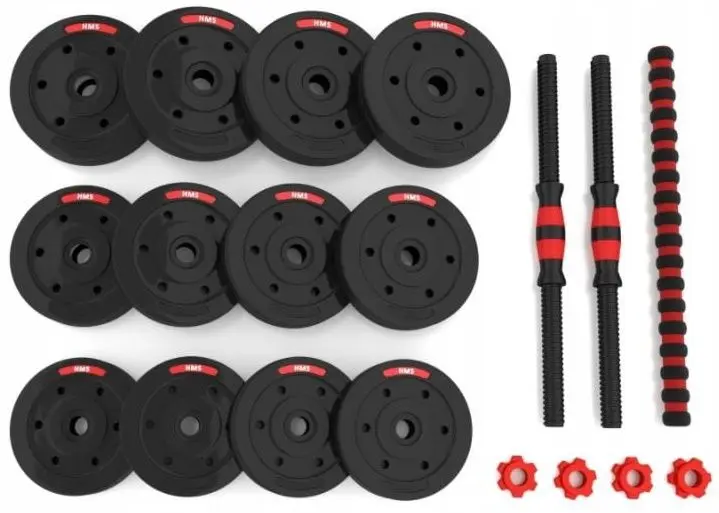 Set gantere-haltera 2in1 HMS SGP20 20kg (Black/Red)