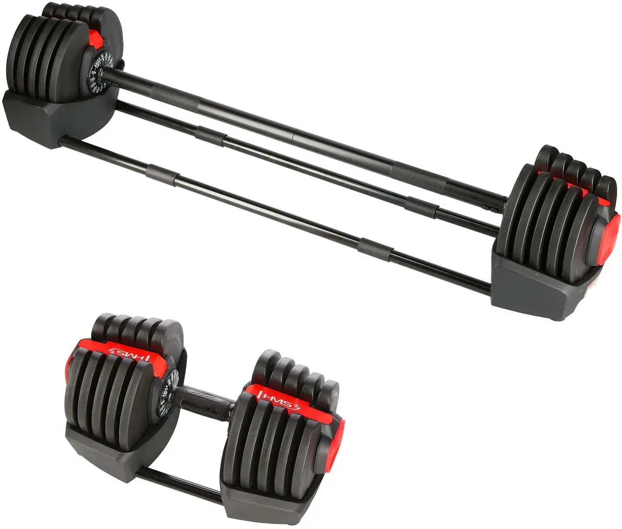 Набор гантели + штанга 2в1 HMS SGR40 Pro 40kg (Black/Red)