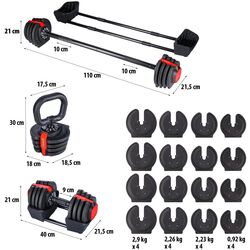 Набор гантели + штанга + гири 3в1 HMS SGR18 (Black/Red) Thumb